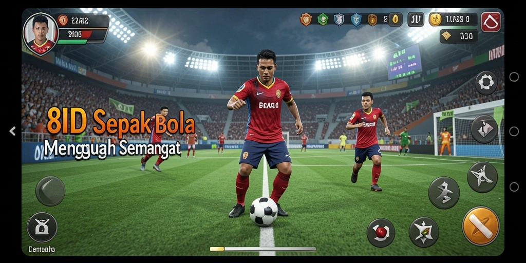 Tampilan gameplay menegangkan di lapangan sepak bola.