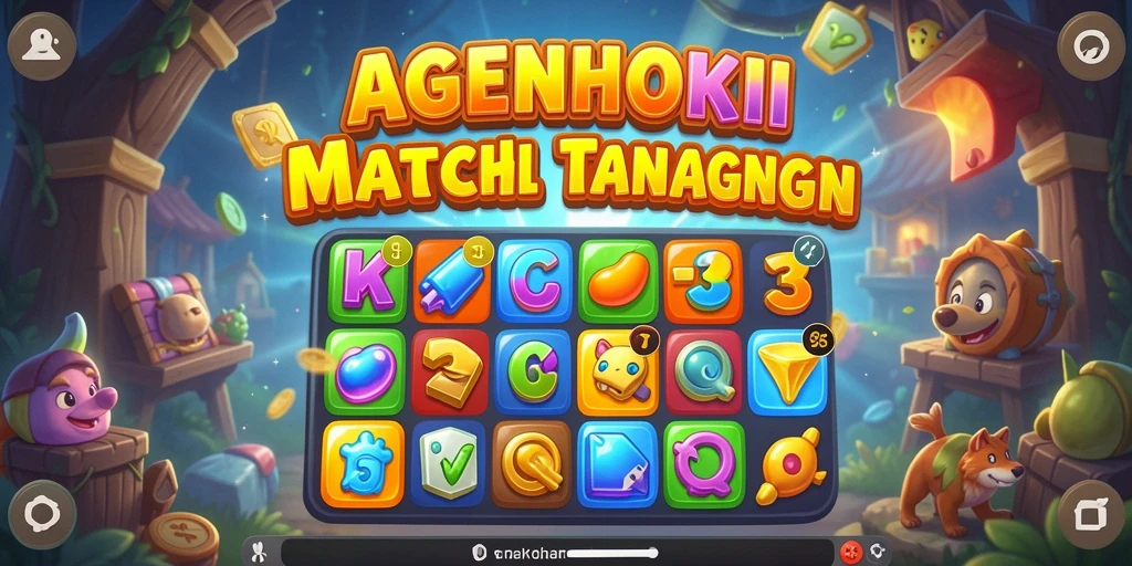 Screenshot AGENHOKI menunjukkan gameplay Match-3 yang seru dan menarik.