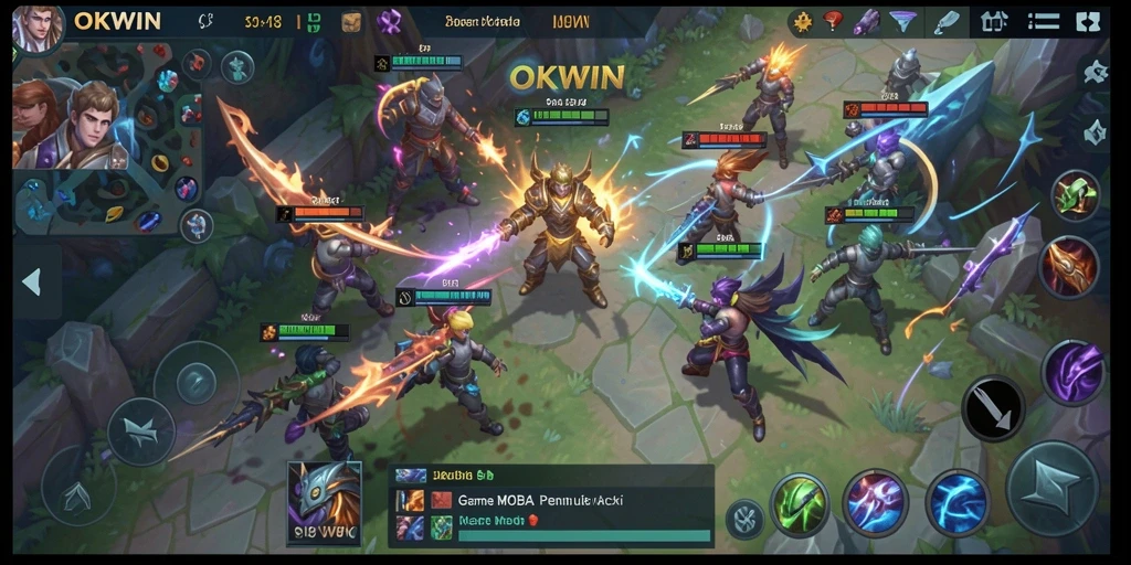 Tampilan gameplay seru dan mendebarkan di OKWIN MOBA.