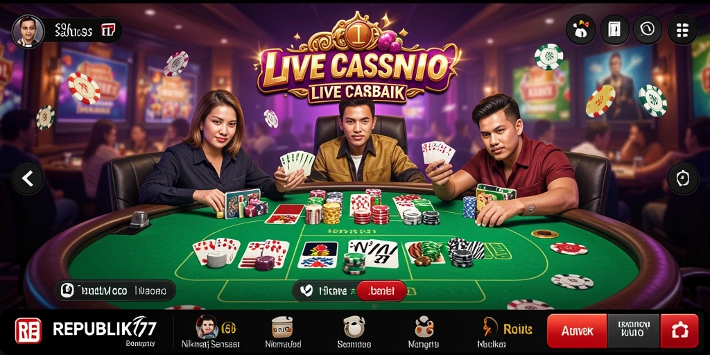 Tampilan gameplay mendebarkan dari REPUBLIK77 Live Casino.